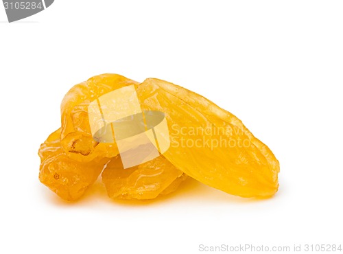 Image of Yellow Raisins isolated on white background.