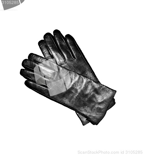 Image of Black leather gloves isolated on the white