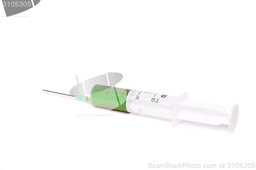 Image of syringe with green medication