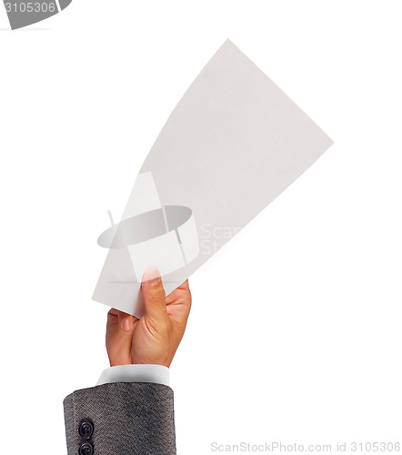 Image of Businessman holding a blank white paper