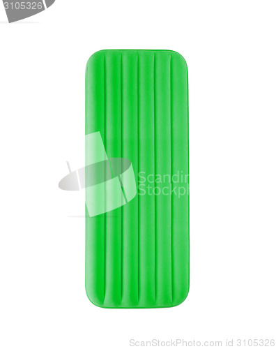 Image of Green floating pool raft isolated on white