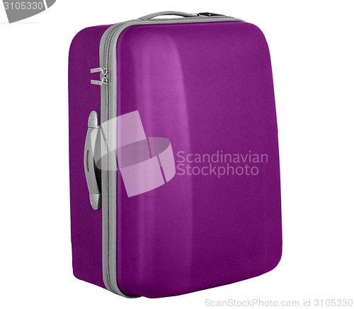 Image of violet suitcase isolated over a white background