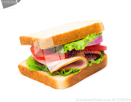 Image of Sandwich with bacon and vegetables