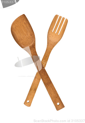 Image of wooden kitchen devices isolated on the white