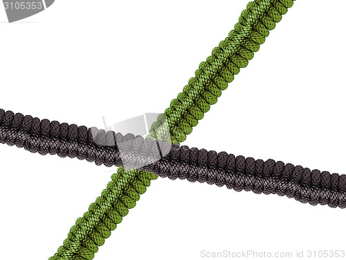 Image of close up of a ropes on white background