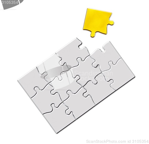 Image of Jigsaw puzzle with a missing golden piece to complete