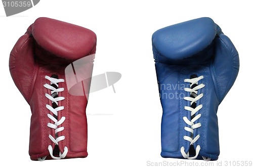 Image of two boxing gloves on a white background close up