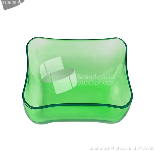 Image of green glass bowl isolated on white background