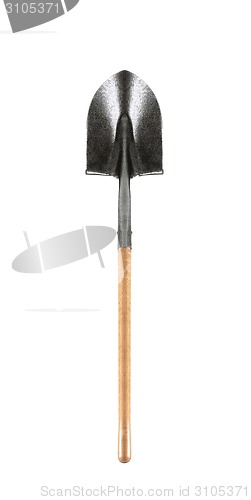 Image of Shovel with wooden handle isolated