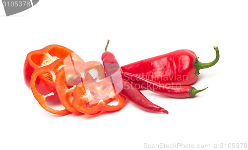 Image of Chili and bulgarina pepper isolated