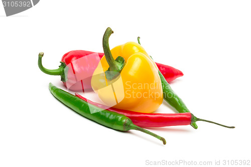 Image of Chili and bulgarina pepper isolated