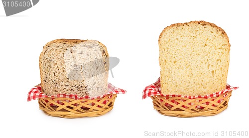 Image of Baskets with breads isolated on white.