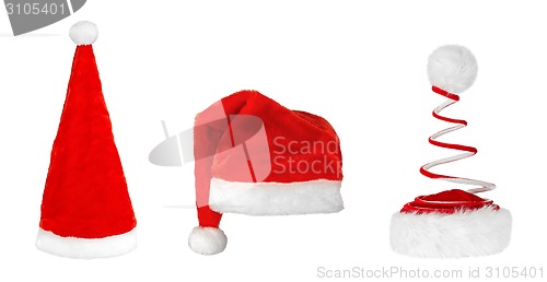 Image of different hats of Santa Claus