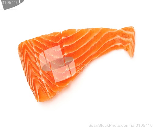 Image of fresh salmon steak over white background