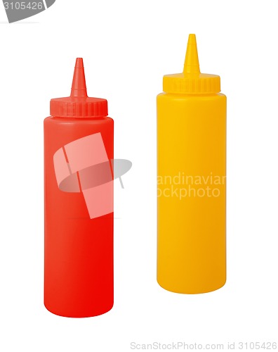 Image of bottles of mustard and ketchup