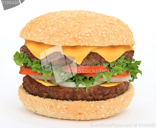 Image of big hamburger isolated on white