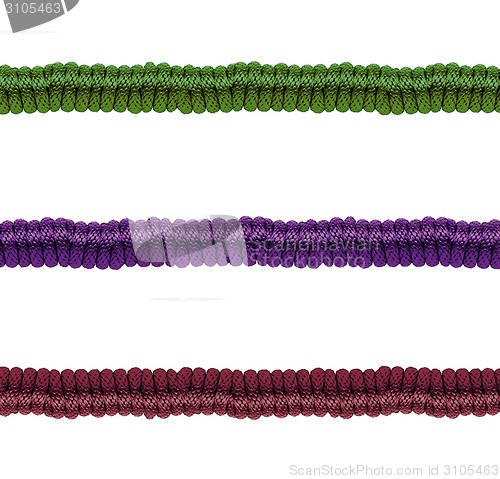 Image of various ropes on white background