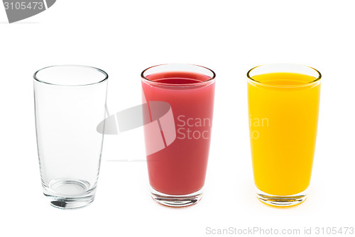 Image of glass empty with two glasses juice