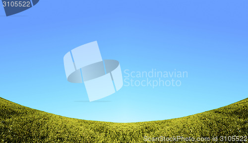 Image of green field and blue sky background