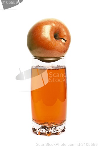 Image of glass of apple juice and apples isolated on white