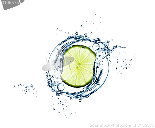 Image of Slice of  lime in water splash - excellent quality