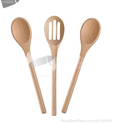 Image of Wooden cooking utensils isolated