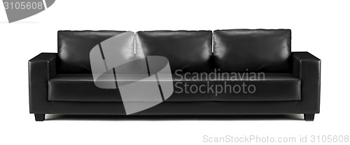 Image of modern black leather sofa isolated