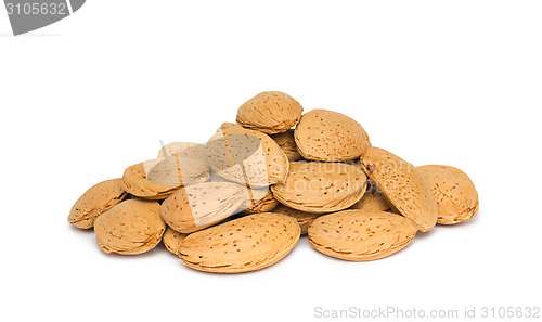 Image of almonds on white background