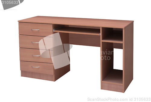 Image of Wooden table on white background.