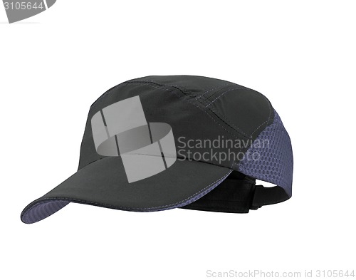 Image of blue and black cap on white background