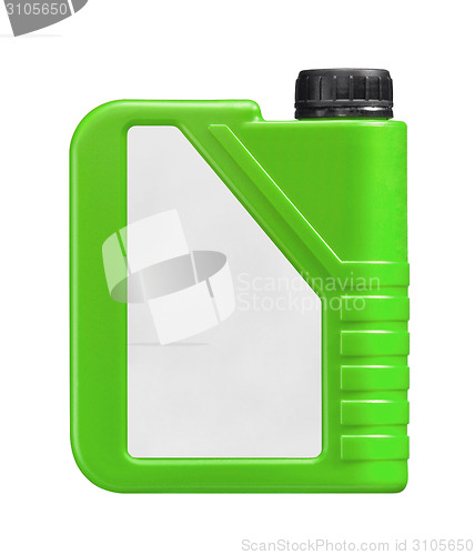 Image of Green plastic jerry can isolated