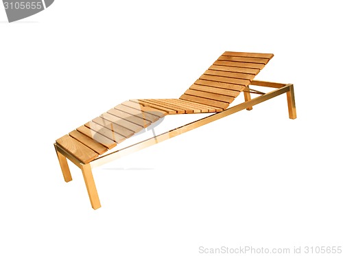 Image of Wooden deck chair isolated