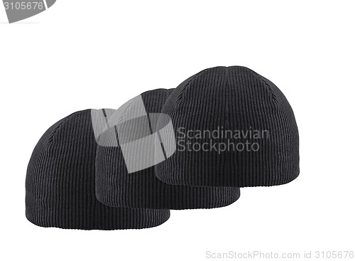 Image of black woolen winter hats