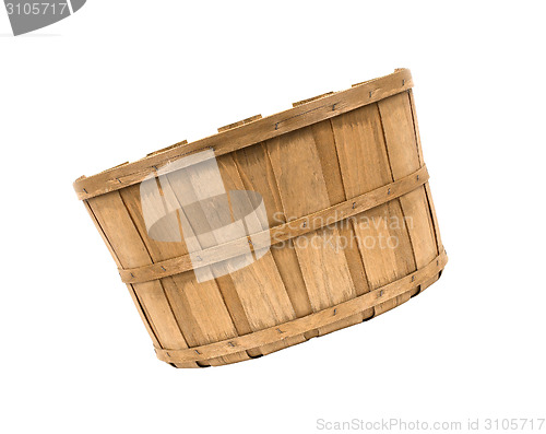 Image of empty wooden basket isolated on white background