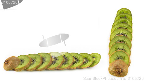 Image of Kiwi slices isolated on white