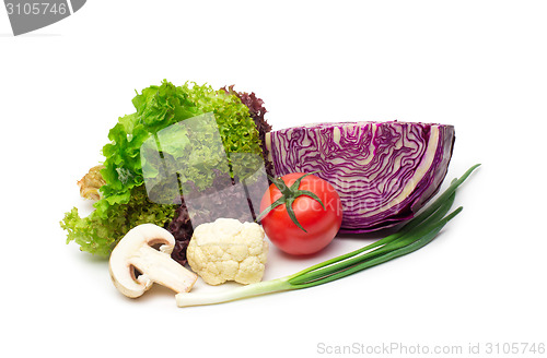 Image of fresh vegetables on the white background