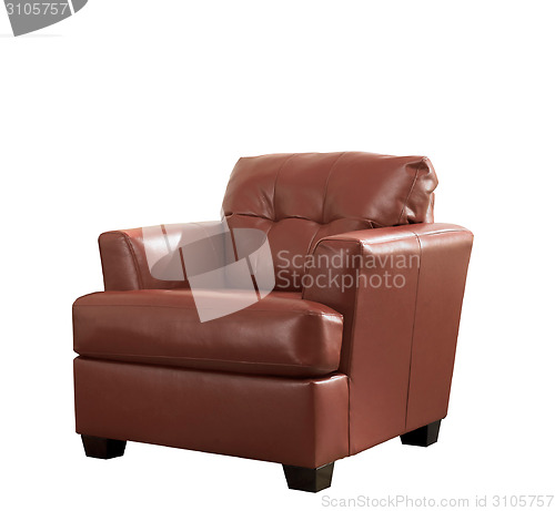 Image of Classic Brown leather armchair isolated on white background with clipping path.