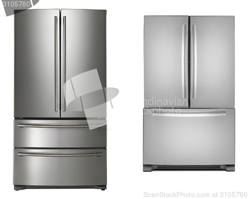 Image of two refrigerators isolated
