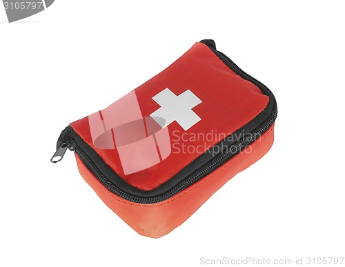 Image of First aid bag isolated on white