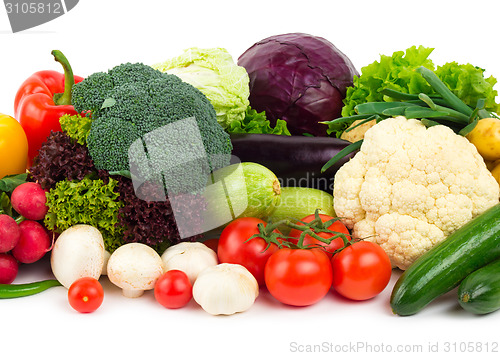 Image of fresh vegetables on the white background