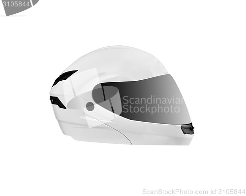 Image of White, shiny motorcycle helmet