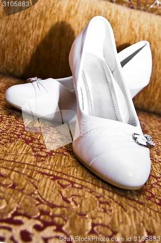 Image of Elegant white wedding shoes