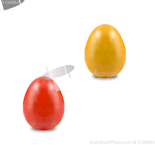 Image of red and yellow easter eggs isolated