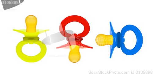 Image of set baby's dummy isolated