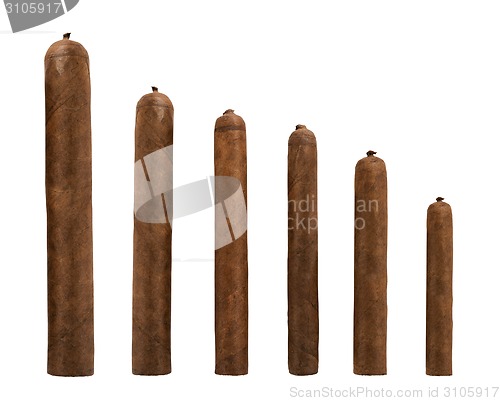 Image of isolated cigars all sizes