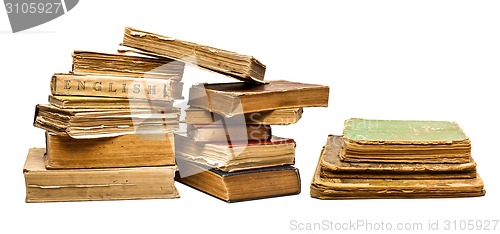 Image of Set of old vintage books isolated on white background