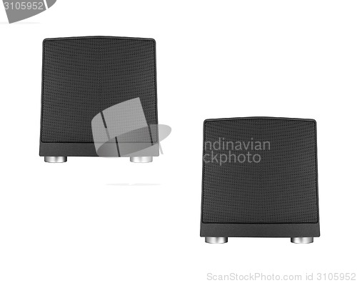 Image of Pair of black loud speakers