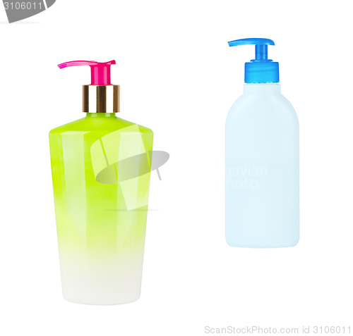 Image of Two Plastic Bottles Isolated On White Background