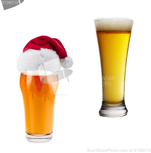 Image of Santa Claus hat with beer