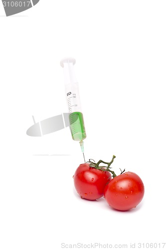 Image of Gmo product concept: Tomato injection